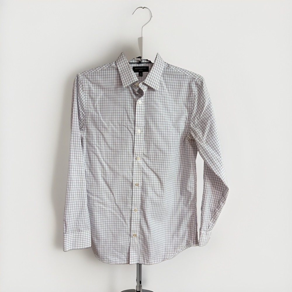 Banana Republic Men's Slim Fit Wrinkle Resistant Button Down Shirt Medium W156